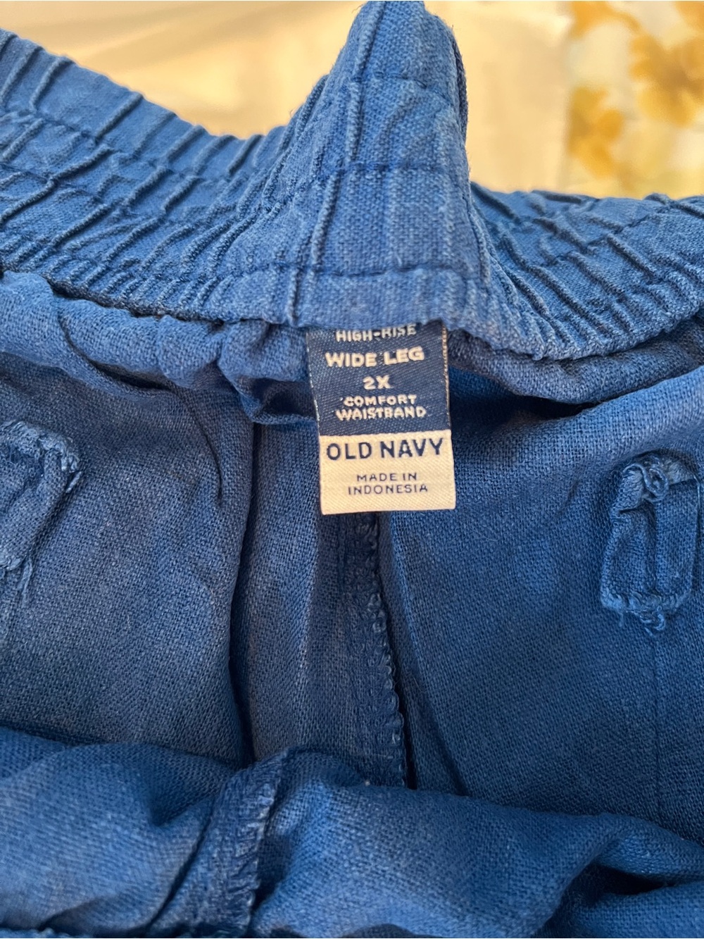 Old Navy Blue Wide-Leg Elastic-Waist Women's Pants - Picture 3 of 3